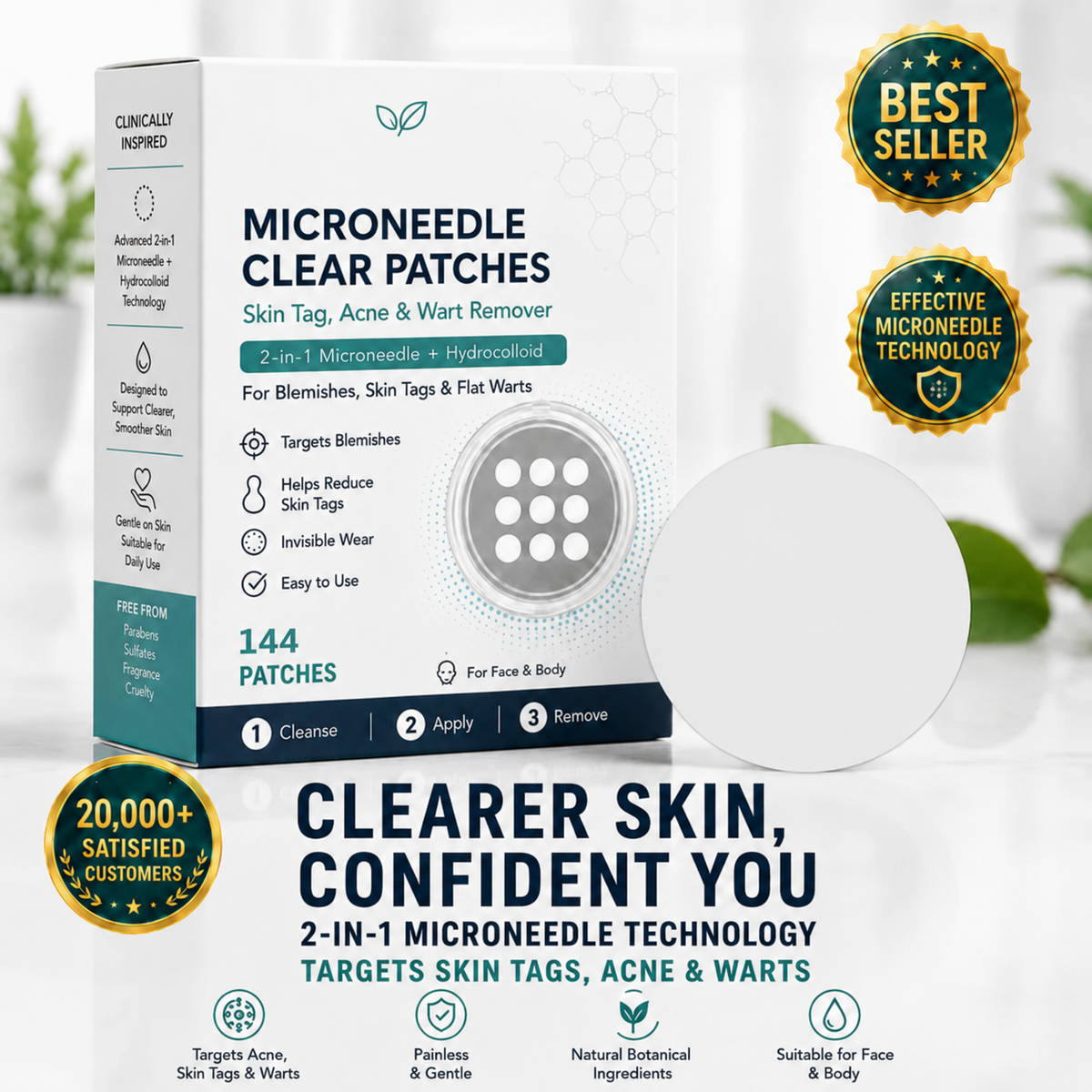 2-in-1 Microneedle & Hydrocolloid Patch-